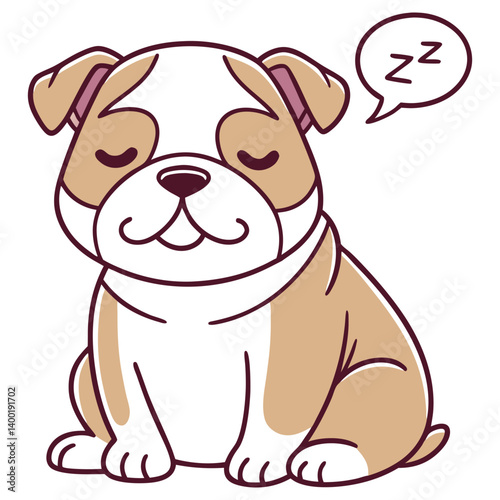 Adorable Sleeping Bulldog Puppy Cartoon on a Transparent Background