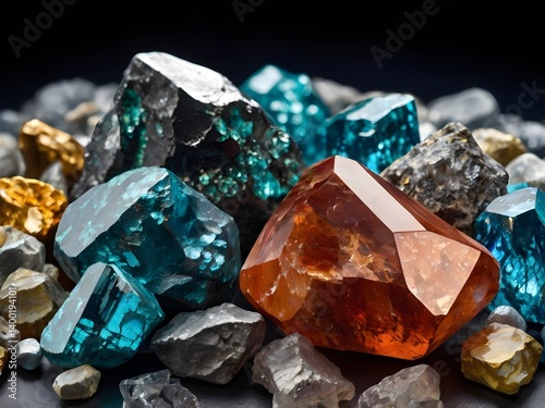 Shiny minerals symbolize rare earth elements deal, highlighting their economic and technological significance.
