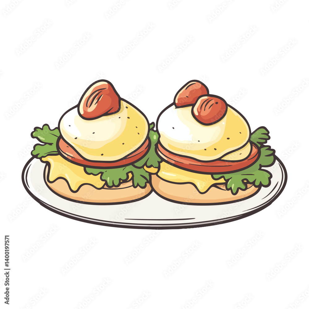 Eggs Benedict, food, vector, transparent background Eggs Benedict, food, vector, transparent background