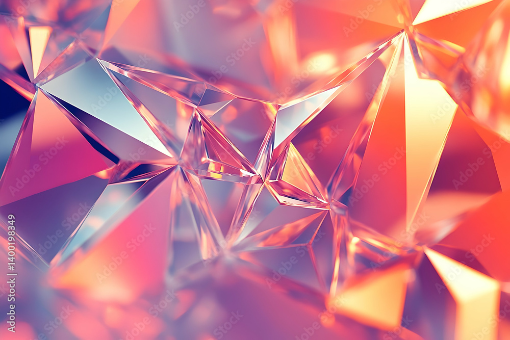 Abstract close-up of a multifaceted crystal structure. Abstract close-up of a multifaceted crystal structure.