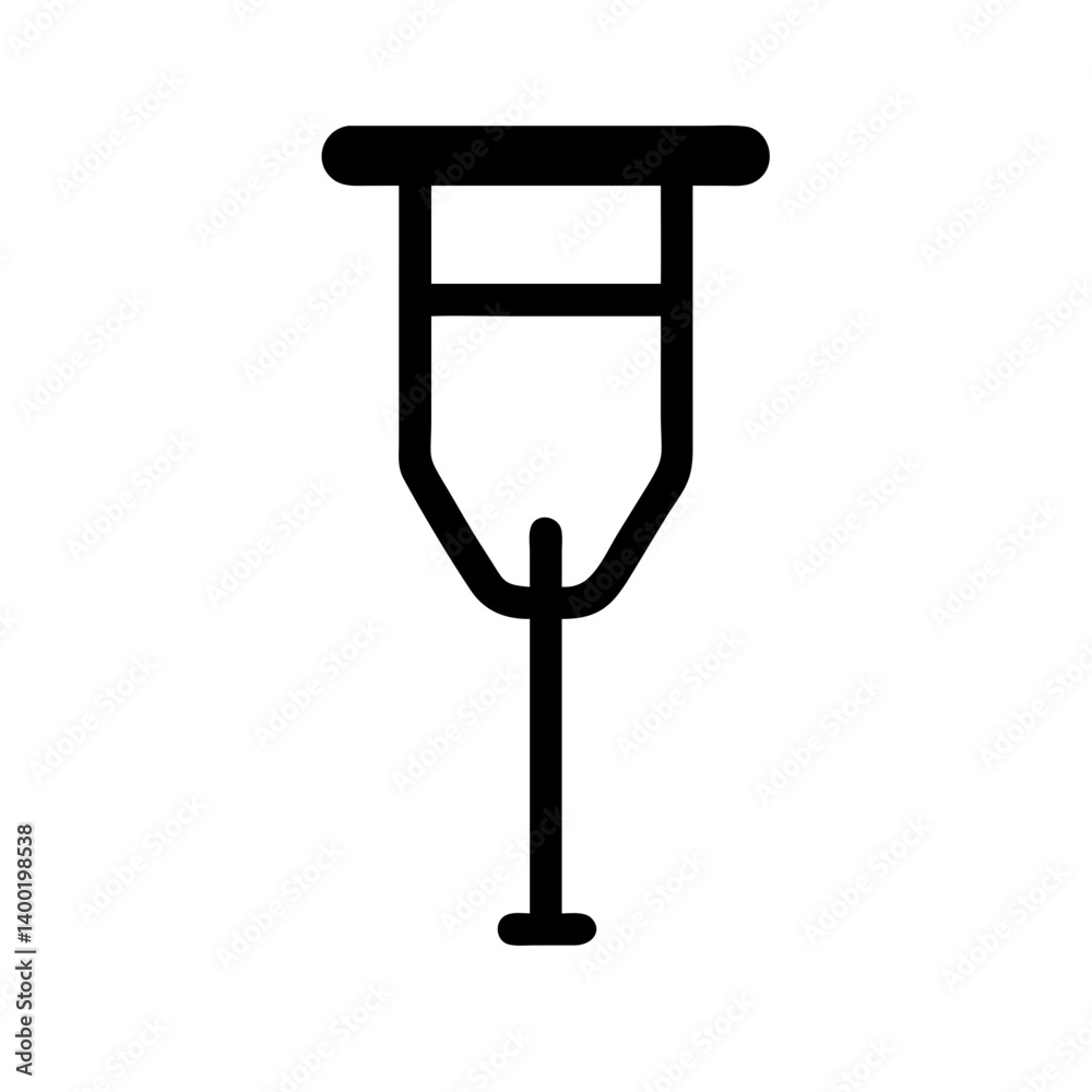 Illustration of a black crutch on a white background, symbolizing support and assistance in mobility, significant for insurance and rehabilitation concepts Illustration of a black crutch on a white background, symbolizing support and assistance in mobility, significant for insurance and rehabilitation concepts