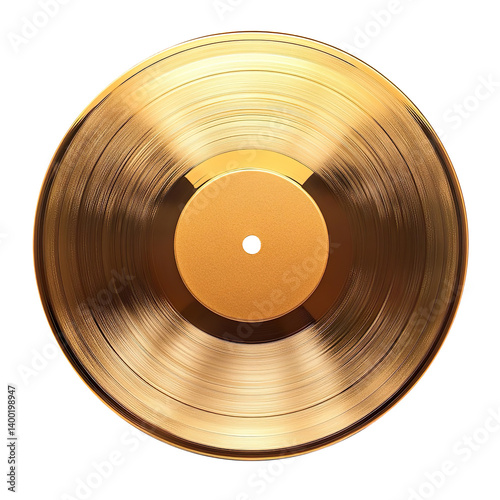 A gold record placed isolated on a white background