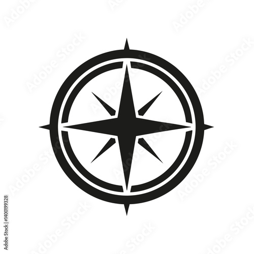 Navigation compass icon, Compass icon vector and silhouette isolated on white background