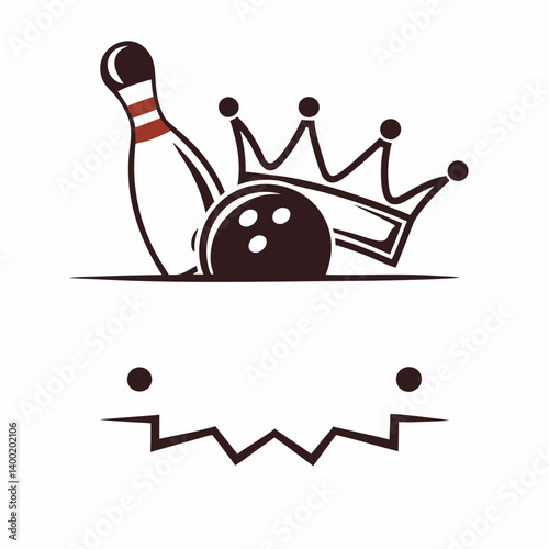 Bowling King Crown Pin Ball Vector Logo