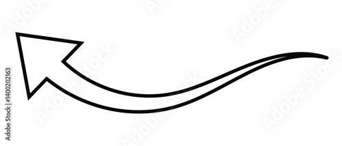 Long arrow icon vector. Long curve line arrow icon vector, silhouette,  arrow on a white background. vector illustration. 