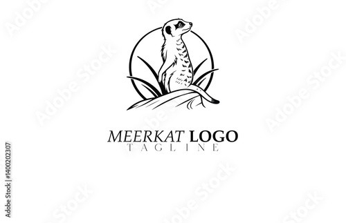 Adventure Meerkat Logo Vector – Bold Wildlife Emblem for Outdoor Travel Company, Ethical Backpack Brand, Wildlife Park or Eco-Friendly Tour Identity.