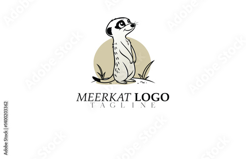 Simple Meerkat Logo Vector – Minimalist Animal Design for Sustainable Clothing, Nature Preserve Branding, Wildlife App or Youth Podcast Art.