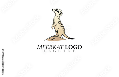 Editable Meerkat Logo in Vector Format – Wildlife Mascot for Print Materials, Zoo Ticket Design, Eco Podcast, Organic Branding or Desert Travel Identity.