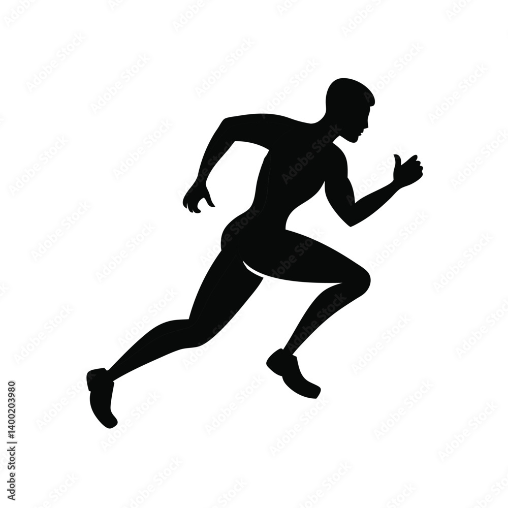 running man silhouette vector on white background, fitness depends on run, simple icon running man silhouette vector on white background, fitness depends on run, simple icon