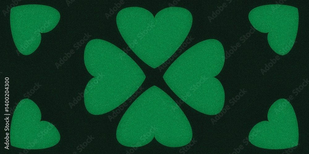Fototapeta premium Green clover leaf design on dark background, high resolution background.