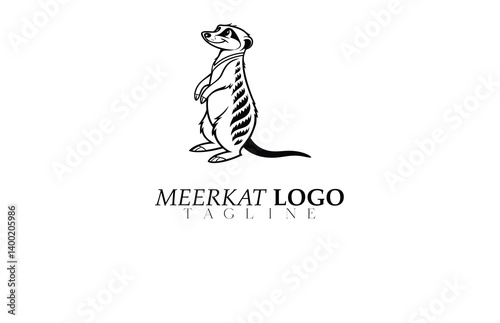 Detailed Meerkat Logo Vector – Artistic Wildlife Illustration for Outdoor Brand, Zoo Merchandise, Ethical Fashion or Sustainable Business Identity.