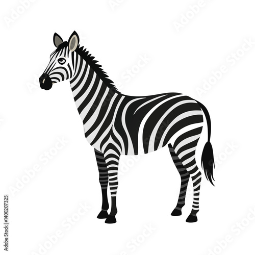 Zebra silhouette animal simple vector illustration isolated white background, wild life animal