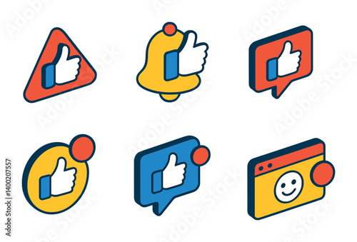 Isometric flat vector set of icons of mobile settings: airplane mode, Bluetooth, Wi-Fi, brightness, volume, battery saver, app permissions, notifications. isolated transparent background.
