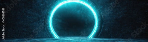 Mysterious portal opening event abandoned space digital art dark environment futuristic viewpoint