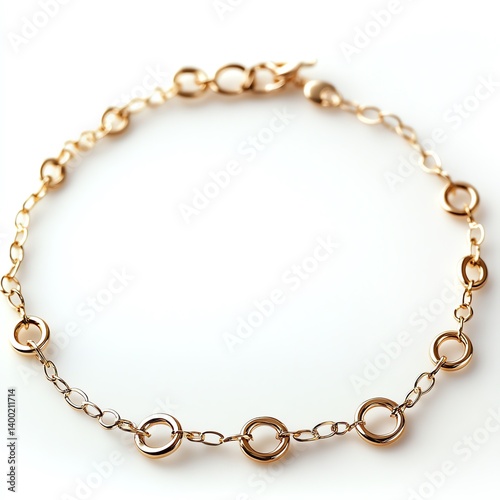 Wallpaper Mural Elegant Gold Bracelet, Delicate Chain with Circular Accents, on White Background Torontodigital.ca