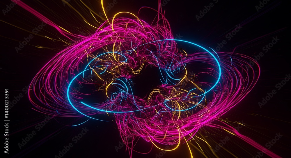 Naklejka premium Neon Entanglement AI Generated