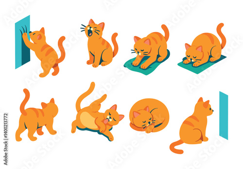 Isometric flat vector set of icons of mobile settings: airplane mode, Bluetooth, Wi-Fi, brightness, volume, battery saver, app permissions, notifications. isolated transparent background.