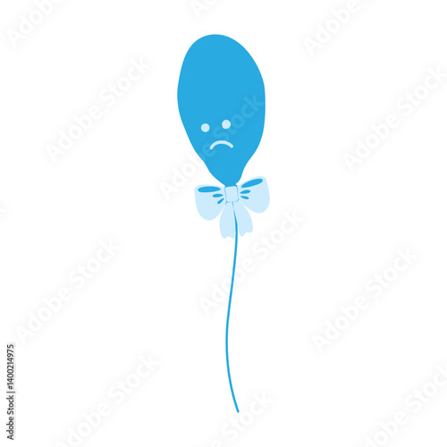 Deflated balloon on rope tied bow in trendy Monochrome Blue Blue Monday Greeting design element idea