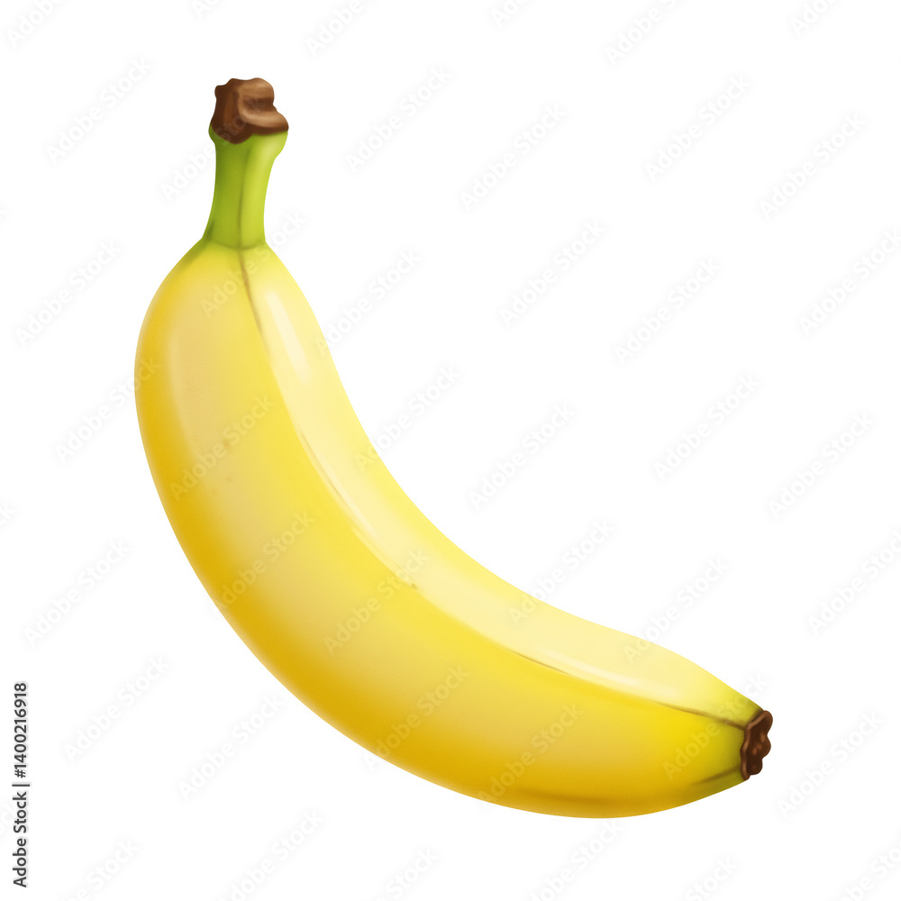 Ripe Yellow Banana on Transparent Background Ripe Yellow Banana on Transparent Background