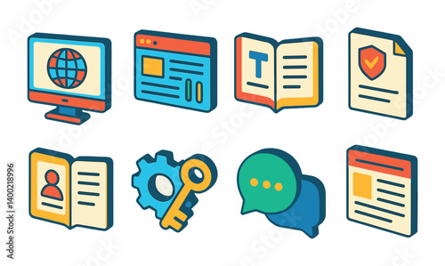 Isometric flat vector set of icons of phone storage: internal memory, SD card, file folder, cloud backup, storage bar, used space, free space, recycle bin. isolated transparent background.