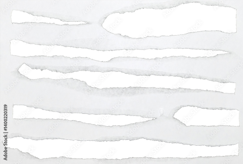 Obraz premium White paper torn into blank spaces on transparent background