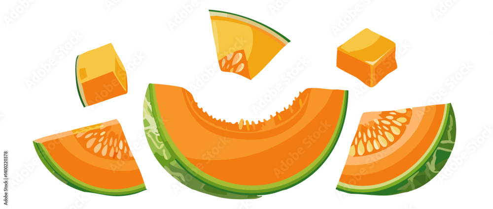 vector illustration of falling galia melon icon design
