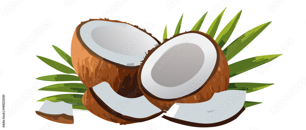 coconut with pieces vector icon design
