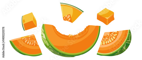 Obraz na płótnie vector illustration of falling galia melon icon design w salonie