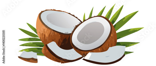 Obraz na płótnie coconut with pieces vector icon design w salonie