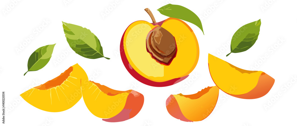 vector illustration of an falling peaches fruit icon design