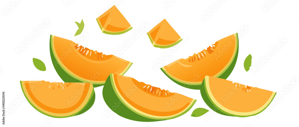 vector illustration of falling galia melon icon design