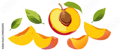 Obraz na płótnie vector illustration of an falling peaches fruit icon design w salonie