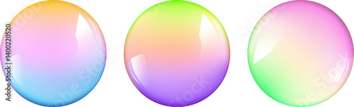 Realistic glossy  rainbow ball.Abstract 3D light bubble with glare.Geometric abstract  iridescent liquid shape.