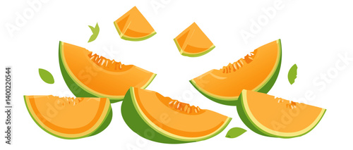 Obraz na płótnie vector illustration of falling galia melon icon design w salonie