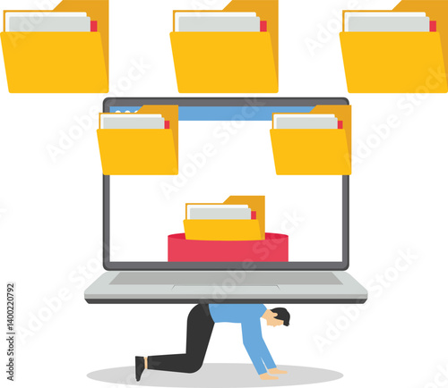Overworked - Big Data - Businesswoman stock illustration

