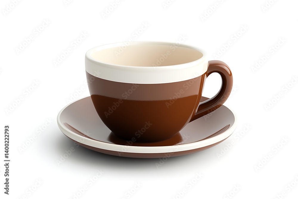3D Design of a Coffee Cup with a Saucer Isolated on White Background 3D Design of a Coffee Cup with a Saucer Isolated on White Background