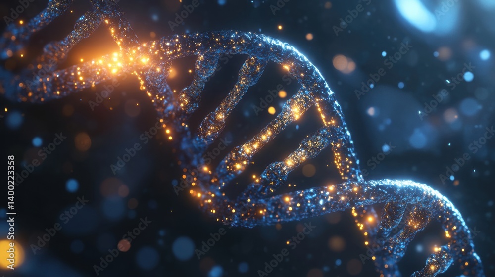 a realistic macro view of a DNA double helix,