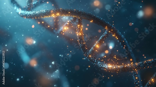 a realistic macro view of a DNA double helix,
