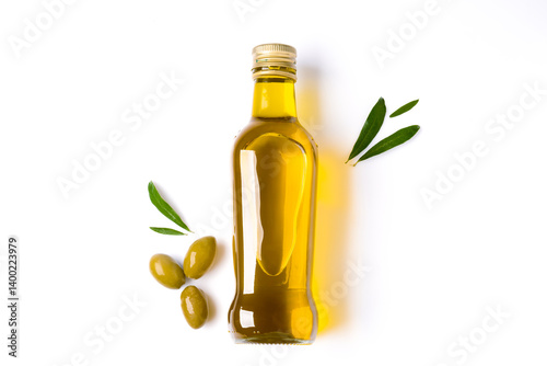 Obraz na płótnie Organic olive oil on white background w salonie