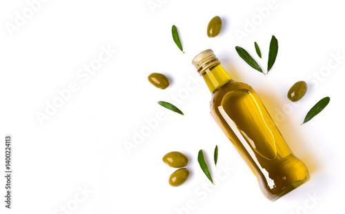 Obraz na płótnie Organic olive oil on white background w salonie