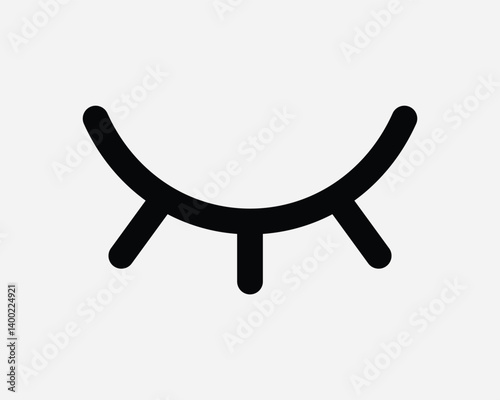 One Single Line Outline Eye Close Closing Eyelid with Beautiful Eyelash Female Woman Nap Napping Sleep Sleeping Girl Vision Sight Graphic Vector Icon Sign Symbol