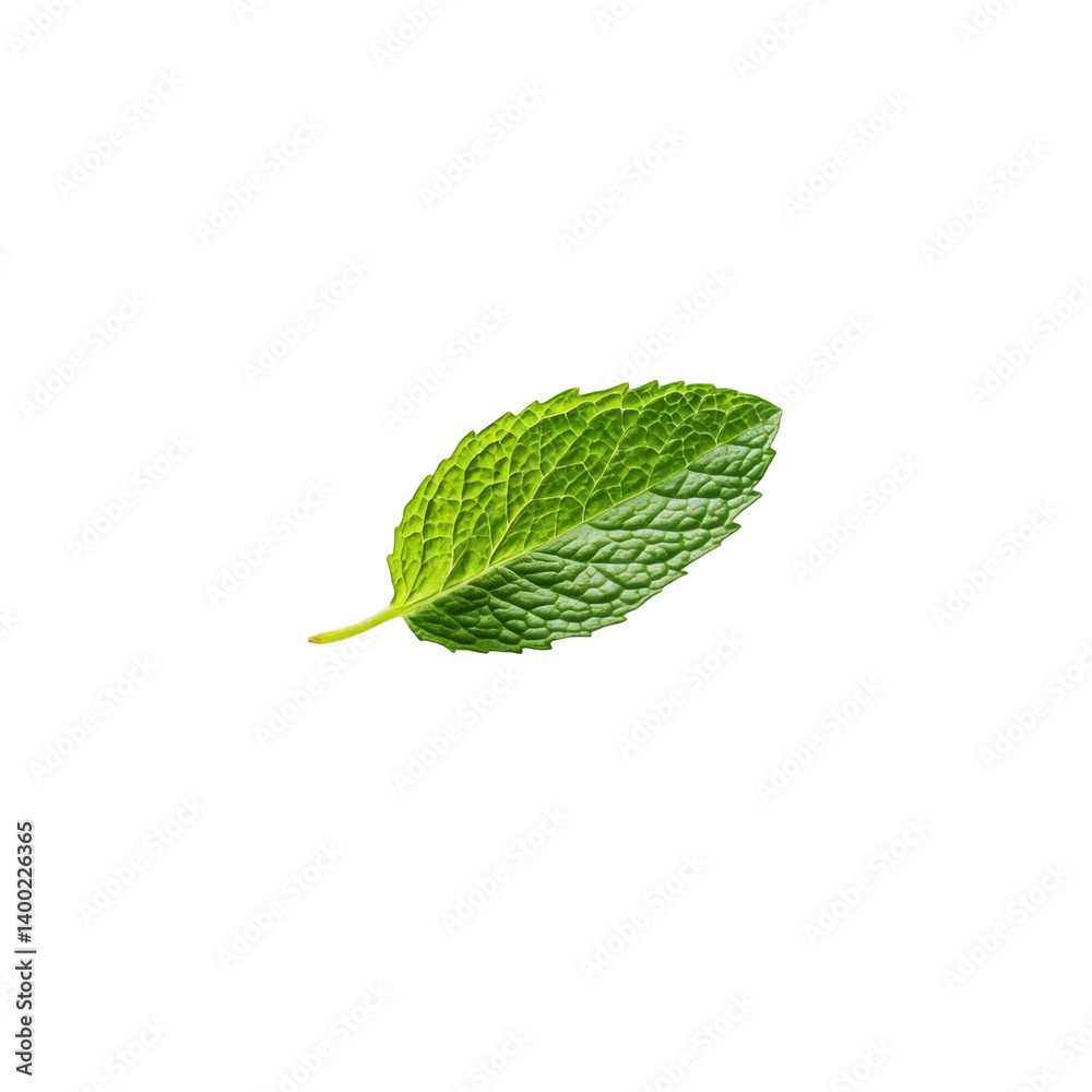 Fototapeta premium Fresh Mint Leaf Isolated on White Background Green Peppermint Herb Spearmint Plant Mentha Aromatic Ingredient for Tea Drinks Cocktails Food Culinary Medicine and Natural Remedies Refreshing Flavor