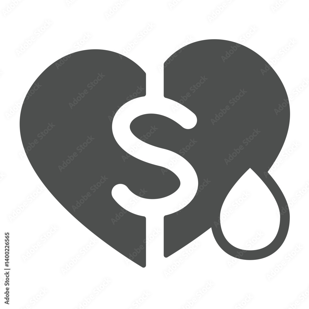 Dollar on heart and drop of blood solid icon, charity concept. Vector graphics. Blood donation sign on white background, glyph style icon for mobile or web design. Dollar on heart and drop of blood solid icon, charity concept. Vector graphics. Blood donation sign on white background, glyph style icon for mobile or web design.