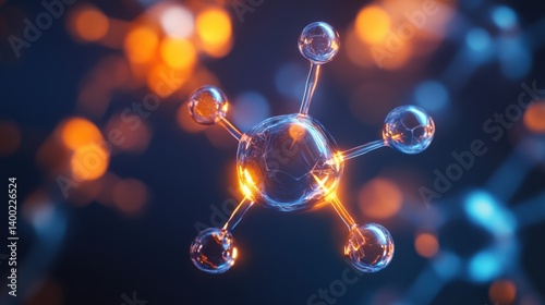 Obraz na płótnie a realistic macro view of a hydrogen peroxide molecule (H2O2), with glowing atoms and bonds, w salonie