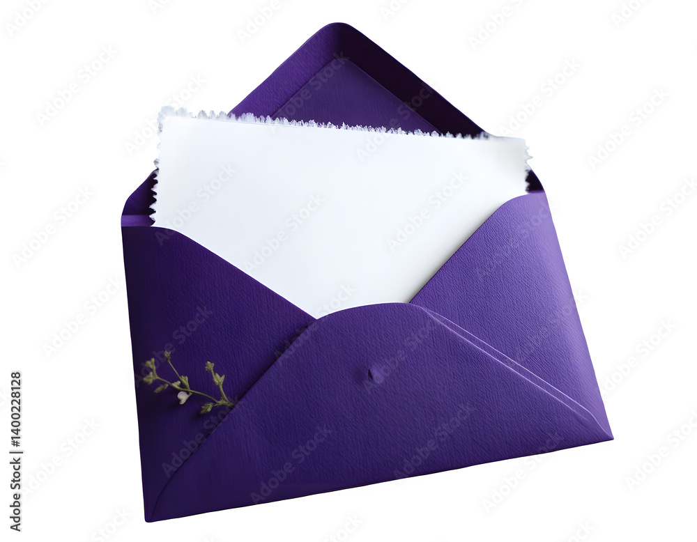 Sophisticated Purple Envelope with Artistic Letter Inserted for Stylish Communication
