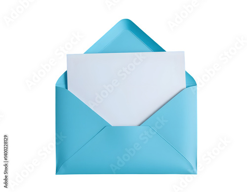 Obraz na płótnie Vibrant Blue Envelope with Neatly Inserted Letter for Clean Communication and Style w salonie