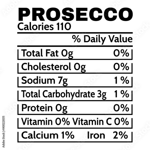 Prosecco Nutrition Facts SVG
