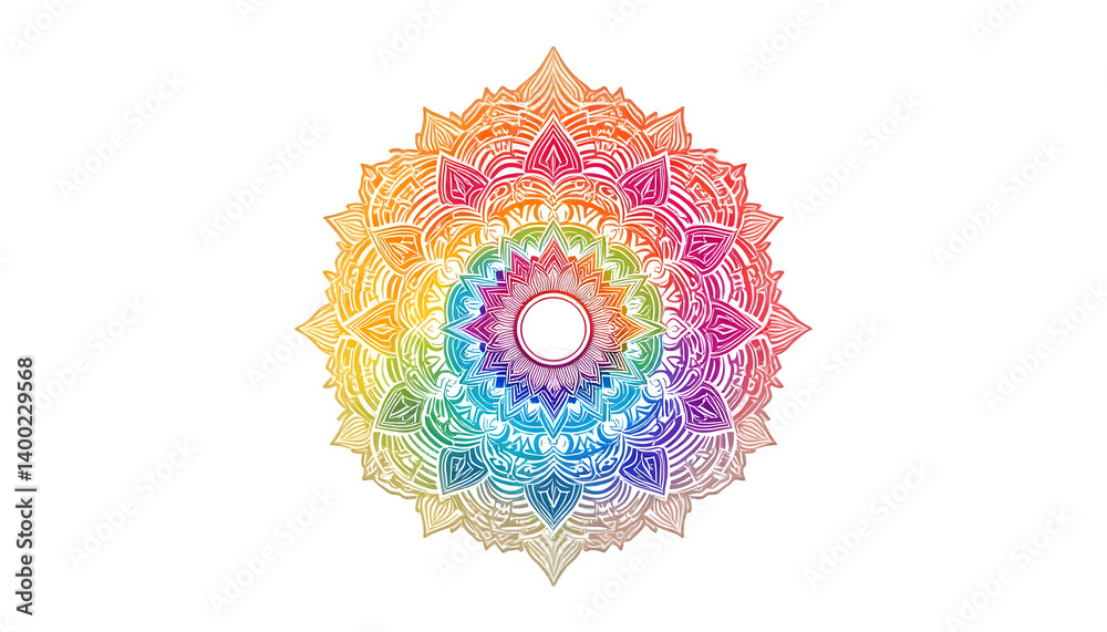 Multicolor Mandala Design with Detailed Symmetry in a Circular Form