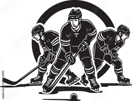 American Ice Hockey Team Silhouette Emblem | Winged Sports Crest Design"
