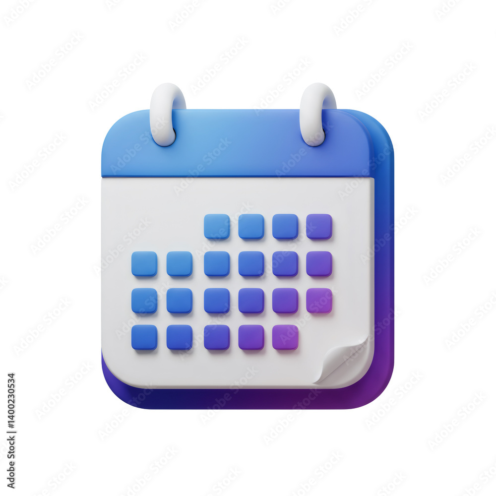 3D Render of a Blue and Purple Calendar Icon 3D Render of a Blue and Purple Calendar Icon